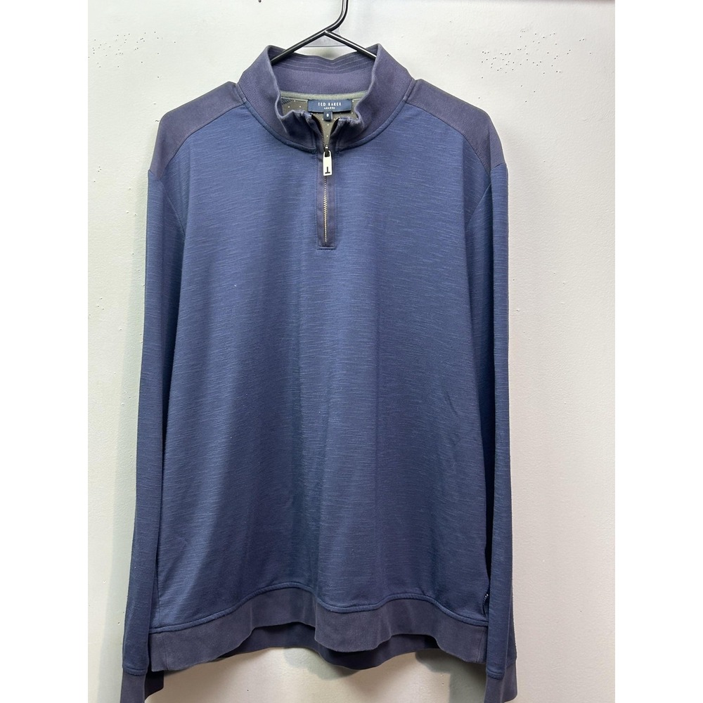 Ted Baker Sweater Mens 2XL Blue Quarter Zip Pullover Mock Neck Caravan 245582